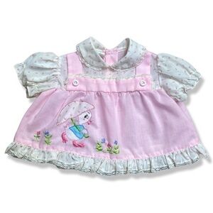 ⭐️Vintage Girls Duckling Appliqué Frilly Shirt Dress